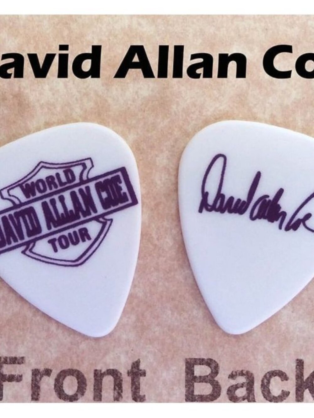 David Allan Coe World Tour White Guitar Pick Signature